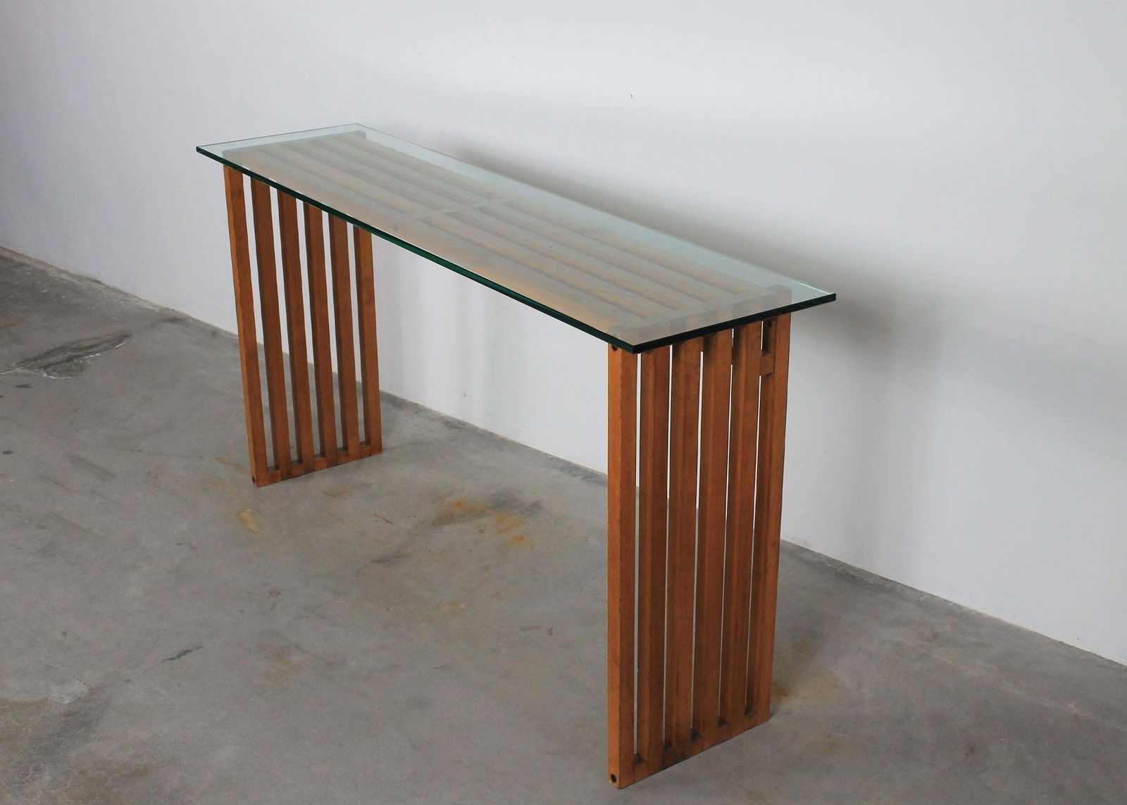 Lella & Massimo Vignelli Ara Console Table In Wood And Glass By Driade 1970s photo 3377.0