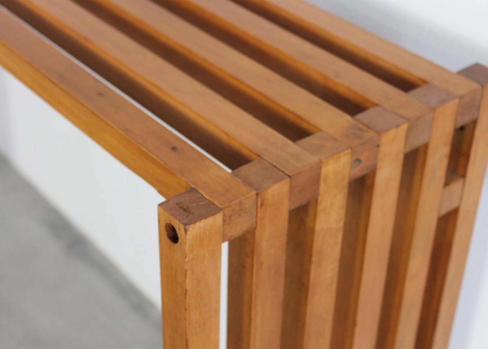 photo for sale Lella & Massimo Vignelli Ara Console Table In Wood And Glass By Driade 1970s