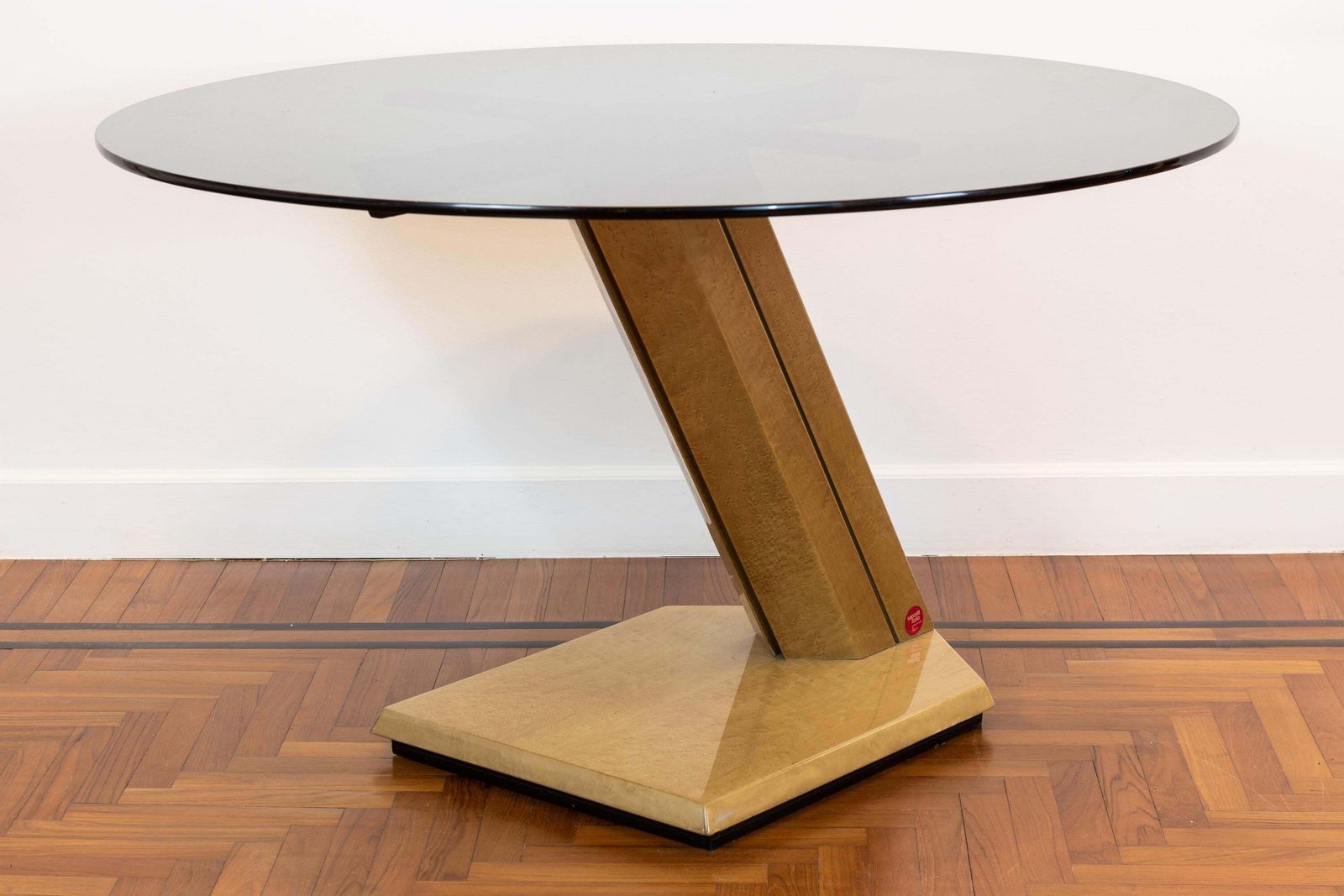 Giovanni Offredi Sunny Round Table In Wood And Smoked Glass By Saporiti 1970s photo furniture