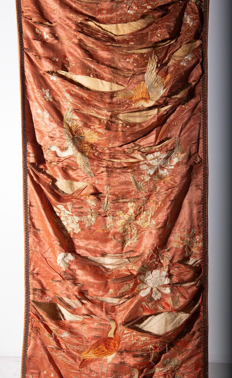 Pair Of Silk Blankets Or Embroideries, Qing Dynasty photo for sale