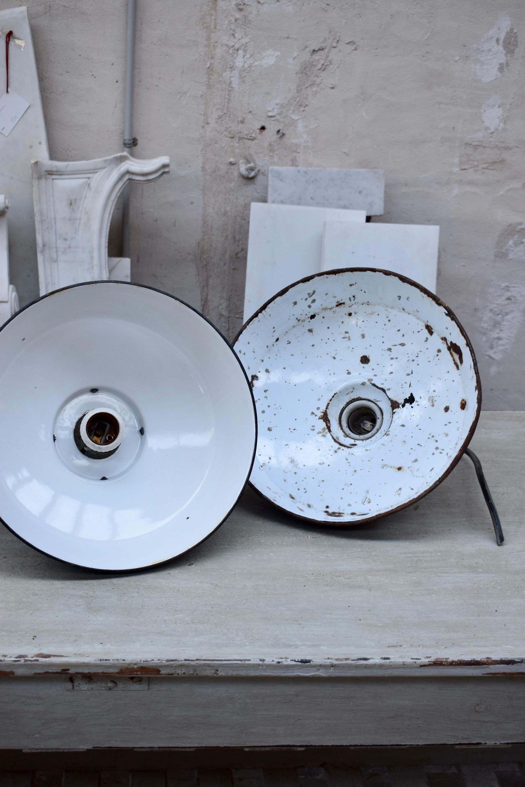 619.0 A Set Of Industrial Black Enamel Hanging Lamps Circa 1940s photo
