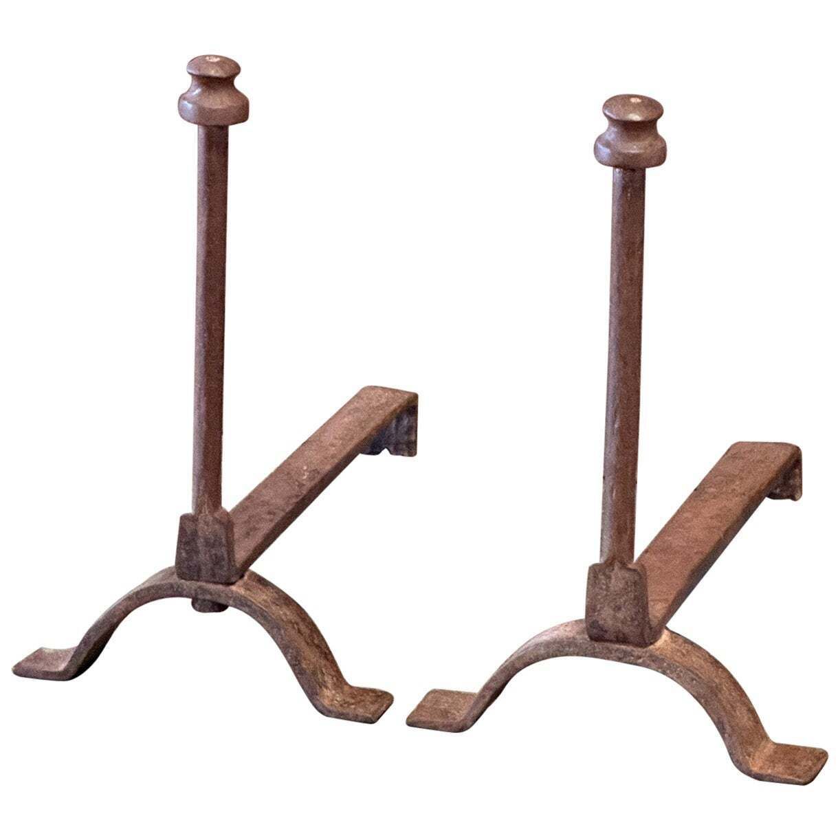 19th Century French Andirons Or Firedogs, Neoclassical Period