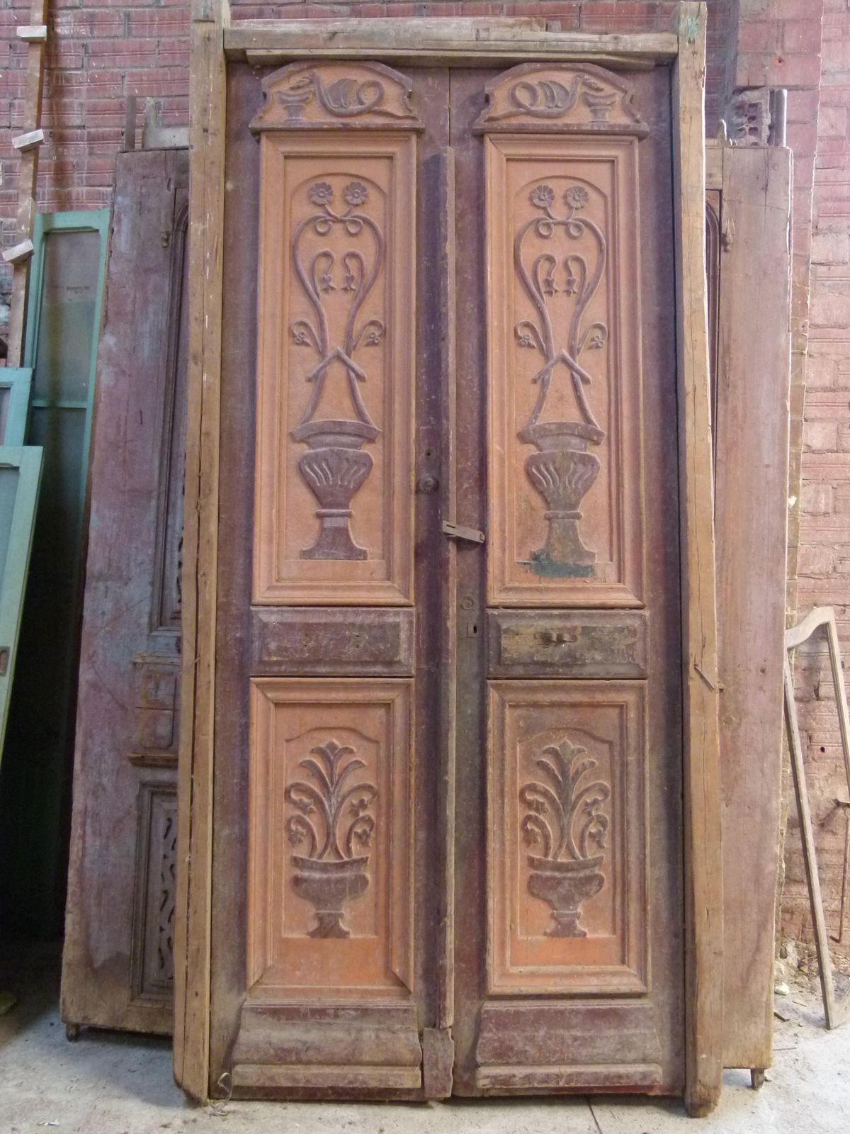 Wooden Double Front Door In Art Nouveau Style photo furniture