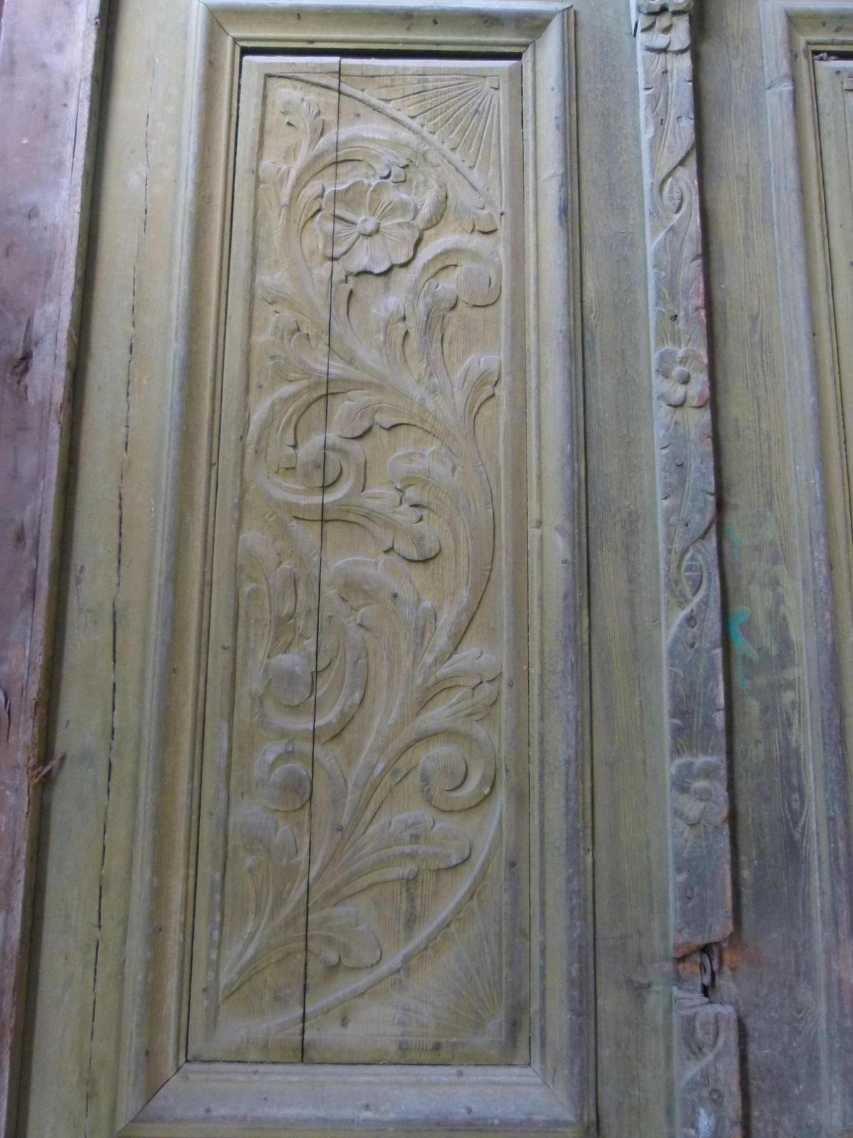 19th Century Wooden Double Front Door In Art Nouveau Style photo Home Fixtures