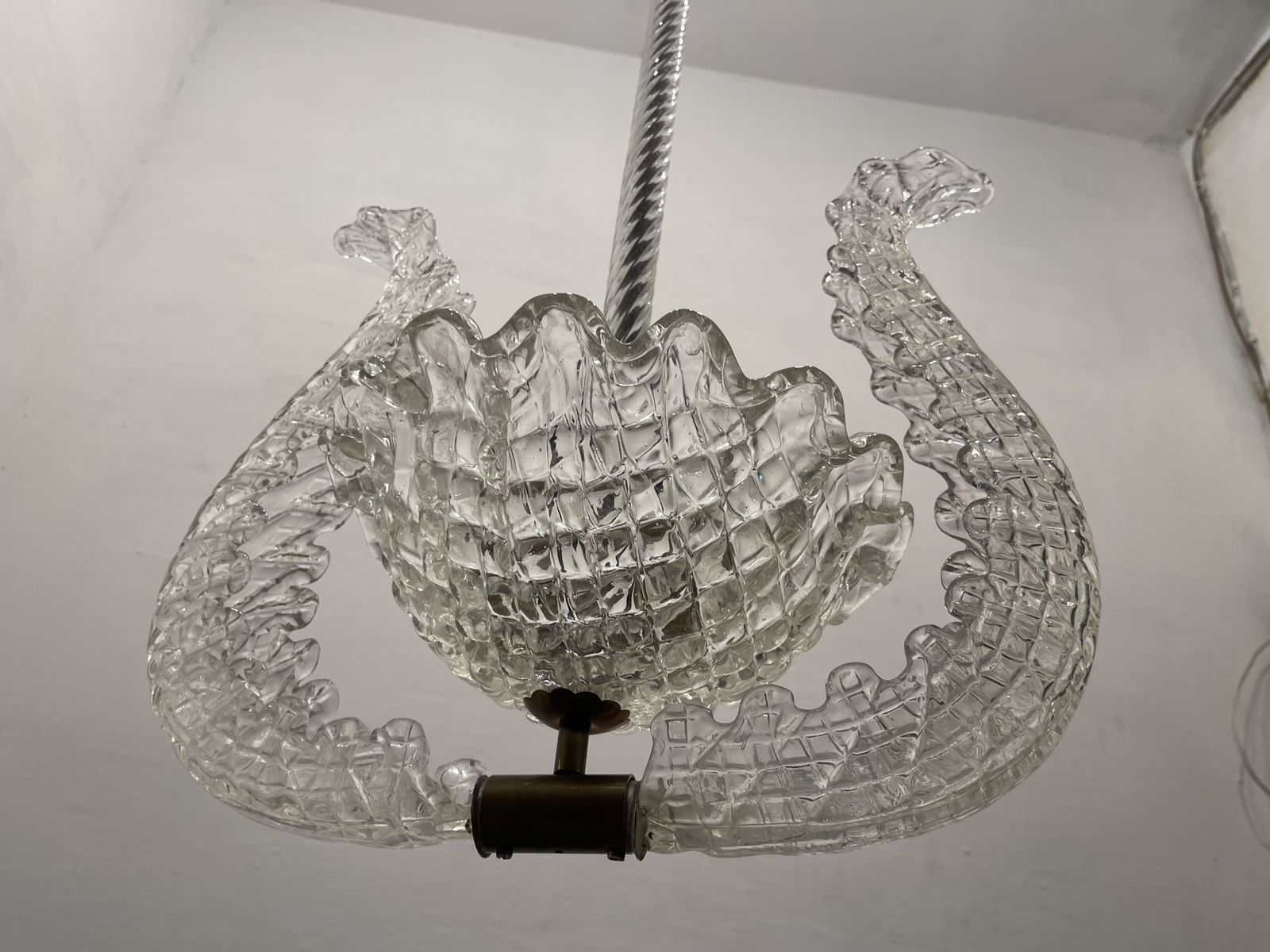 Barovier Murano Glass Pendant Light, Italy, 1940s photo Lighting