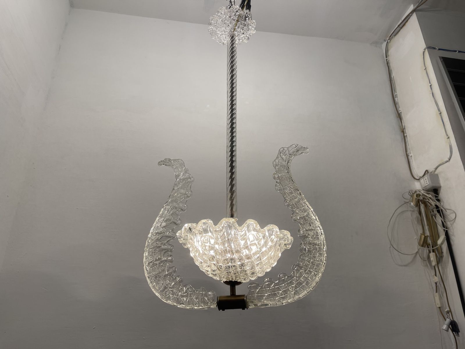 Barovier Murano Glass Pendant Light, Italy, 1940s photo 1250.0