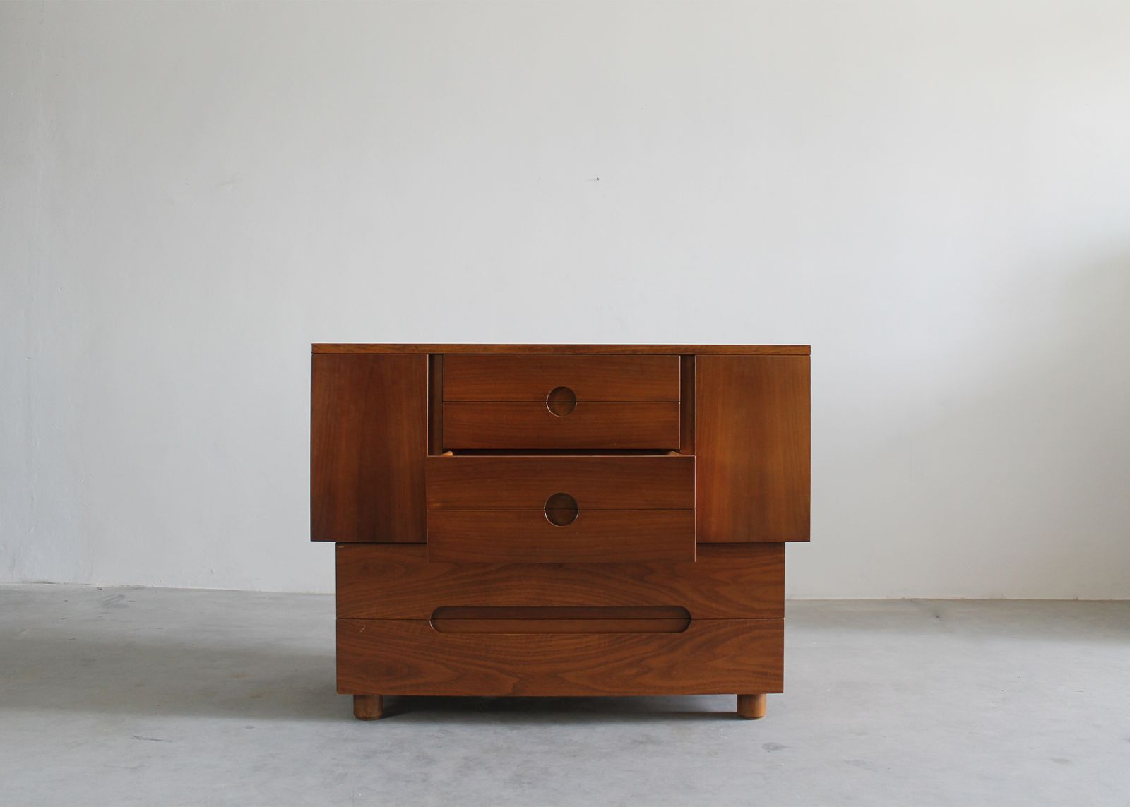 Giovanni Michelucci Cabinet Serena In Walnut Wood By Poltronova 1950s Italy photo vinterior