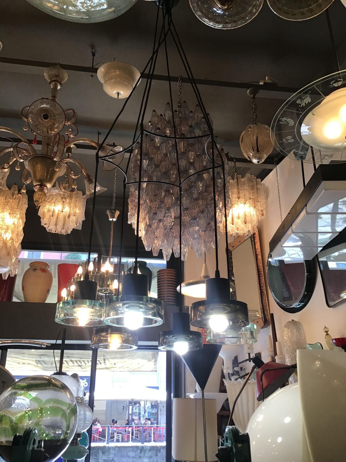 Seguso Flavio Poli Chandelier N 6 Light Adjustable Glass Metal 1960 Italy photo Lighting