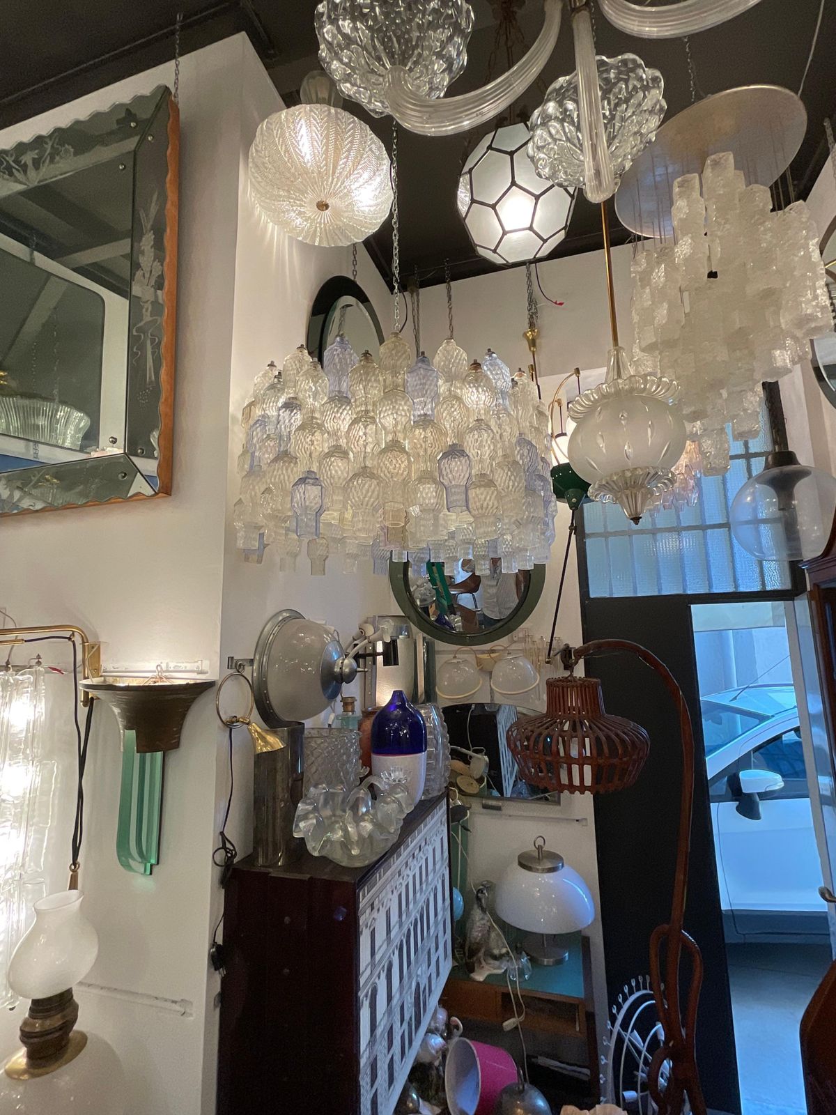 photo vintage Seguso    Chandelier Murano Glass . Italy 1950