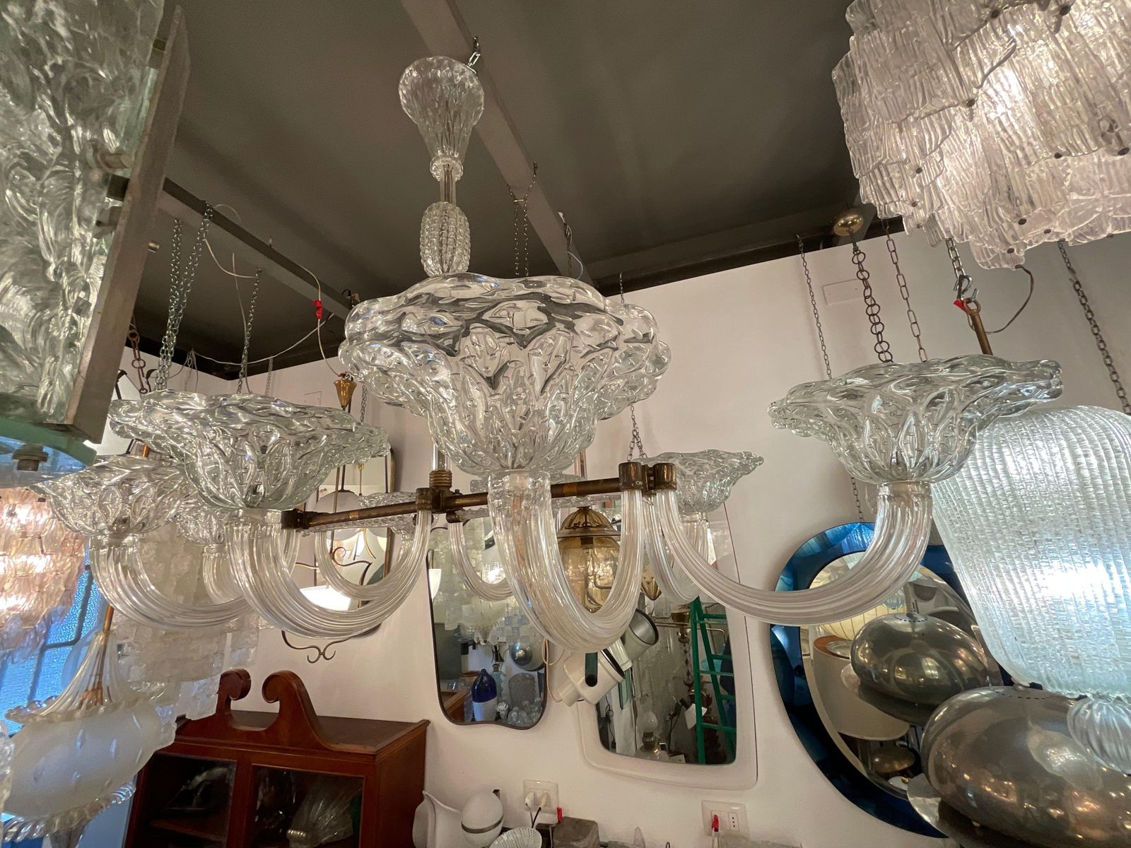 photo vinterior Barovier & Toso   Lampadario 8 Luci, Murano Italia 1940.
