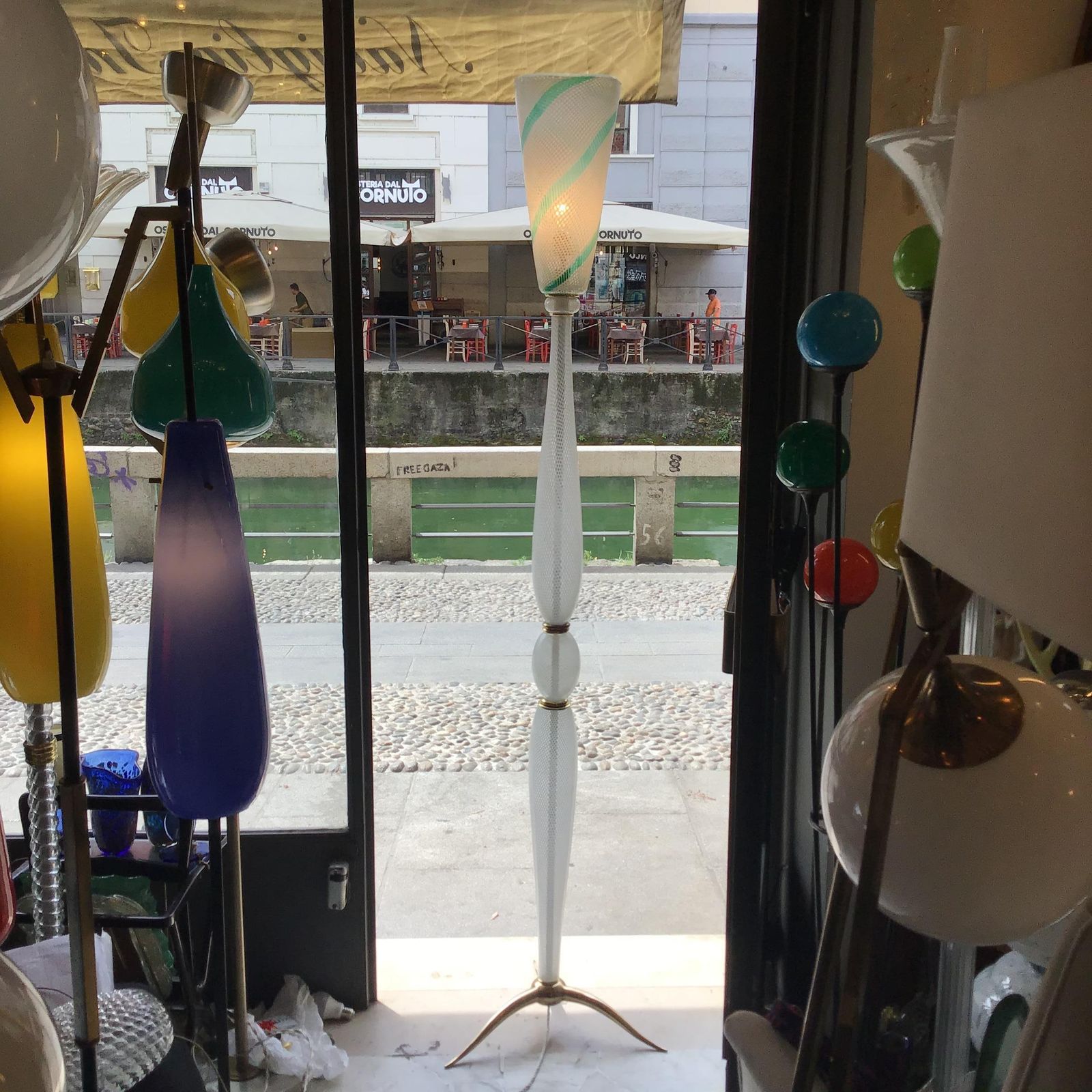 photo buy Venini Carlo Scarpa “ Filigrana “ Floor Lamp Murano Glass Brass 1930 Italy