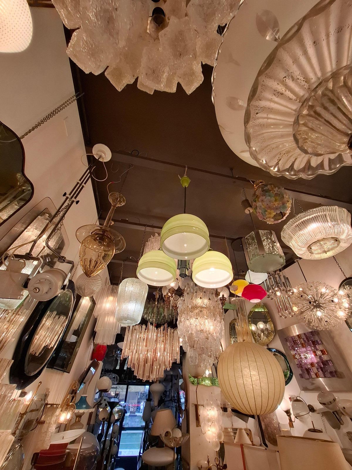 photo for sale Stilnovo Chandelier N Tre Luci Vetro Incamiciato Metallo Cromato 1960 Italia