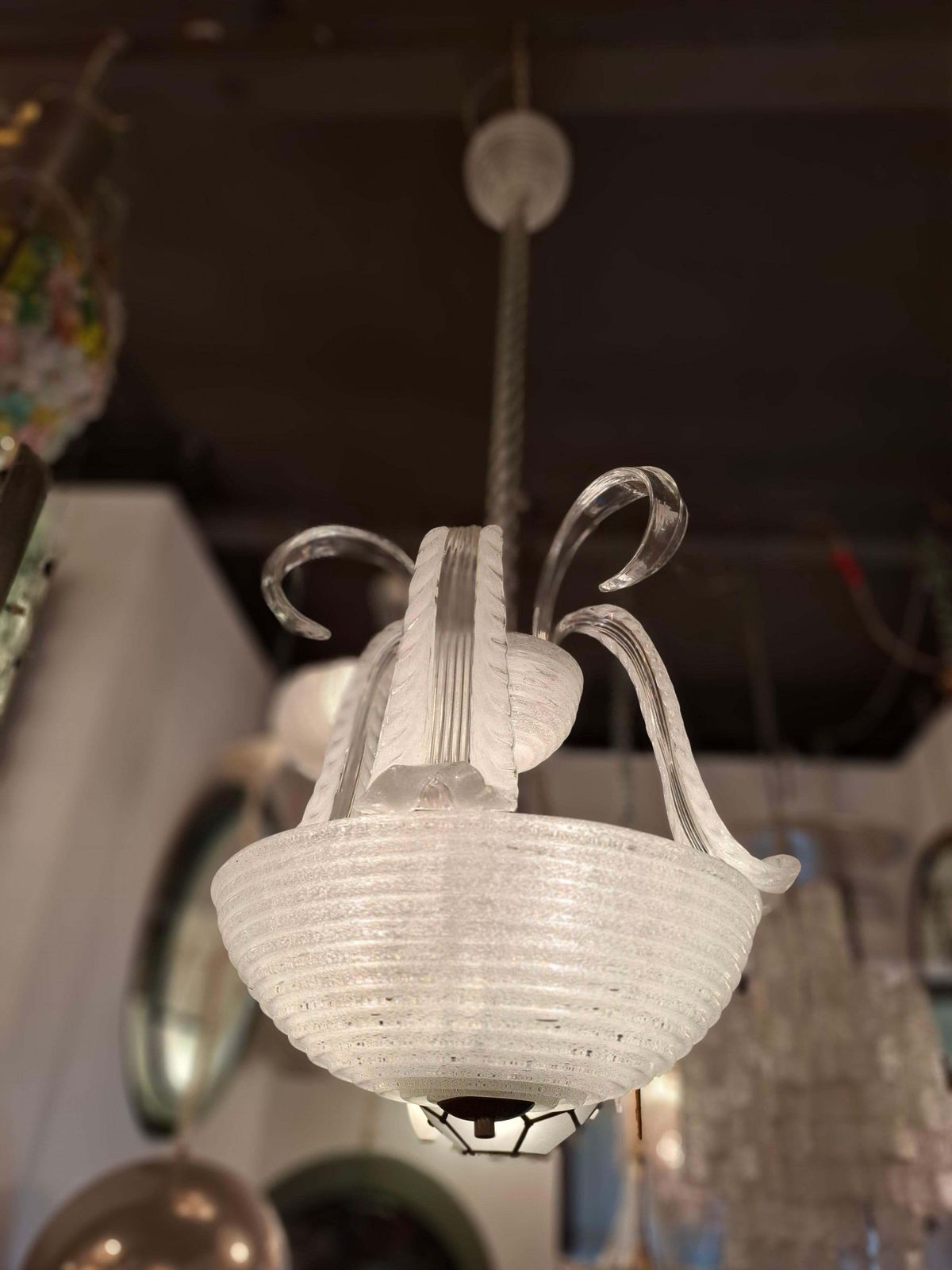 photo for sale Barovier E Toso Chandelier Vetro Pulegoso Ottone 1940 Italia