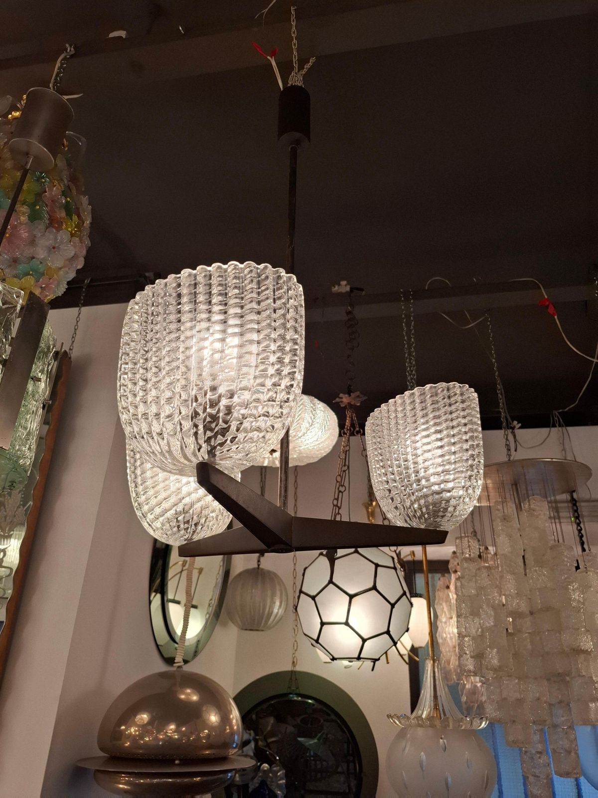 Seguso Chandelier Murano Glass Ottone 1950 Italia photo 4867.0