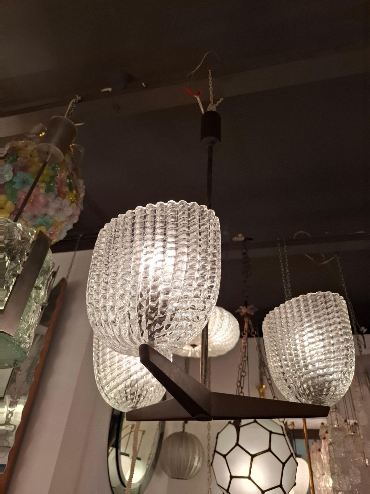Seguso Chandelier Murano Glass Ottone 1950 Italia photo vinterior