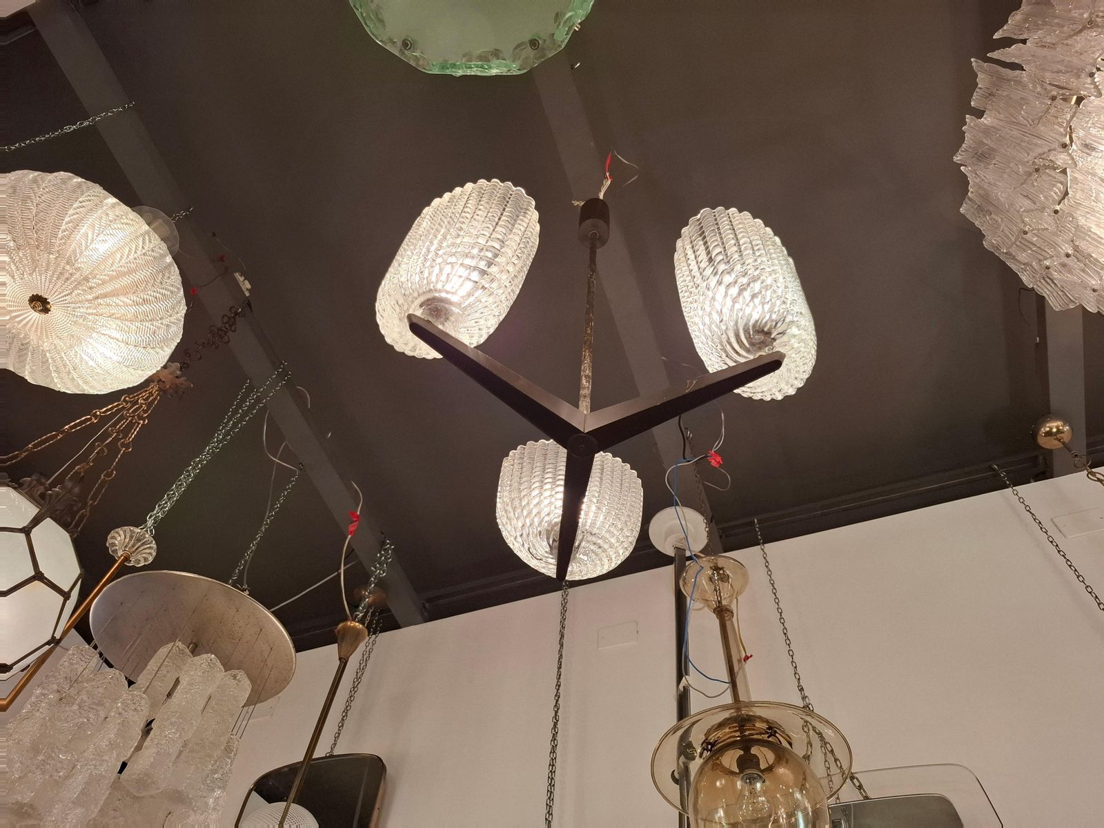 Seguso Chandelier Murano Glass Ottone 1950 Italia photo vintage