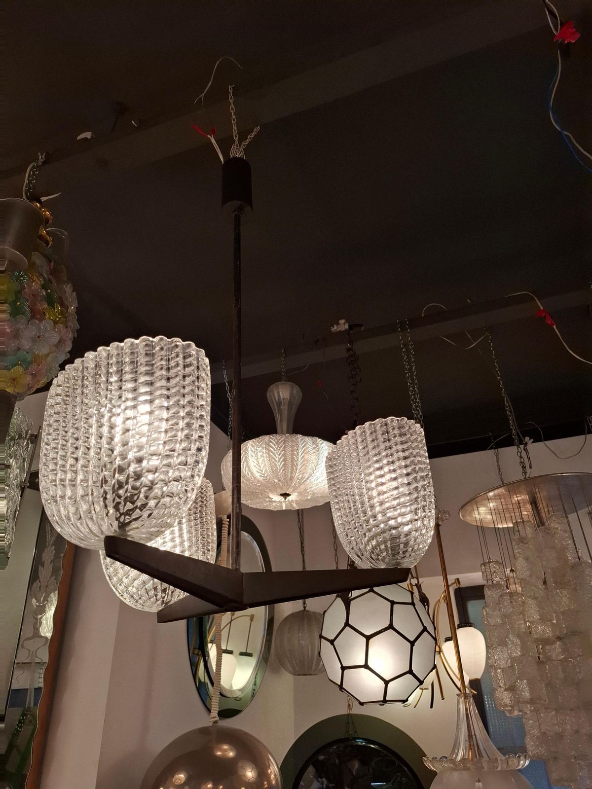 4867.0 Seguso Chandelier Murano Glass Ottone 1950 Italia photo