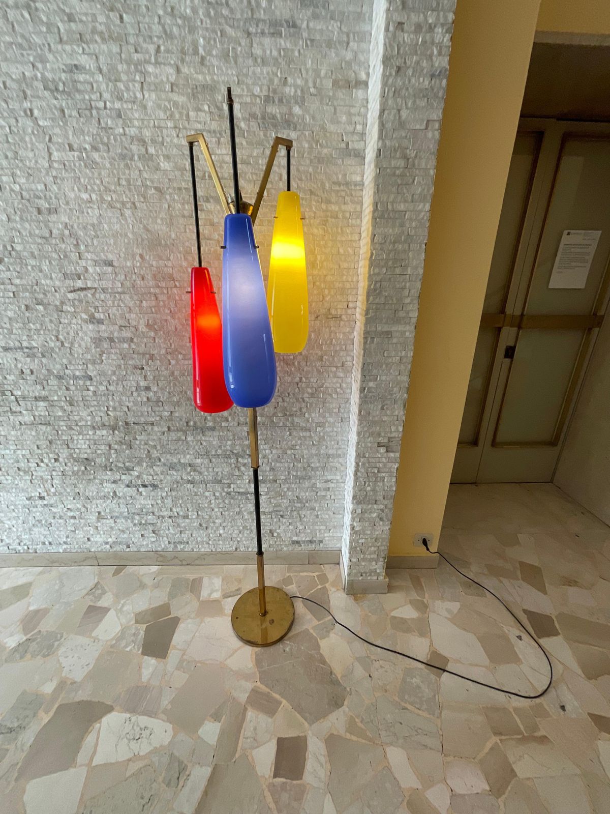Stilnovo (Attribuita)   Lampada Da Terra Con 3 Vetri Di Murano   Italia 1960 photo Lighting