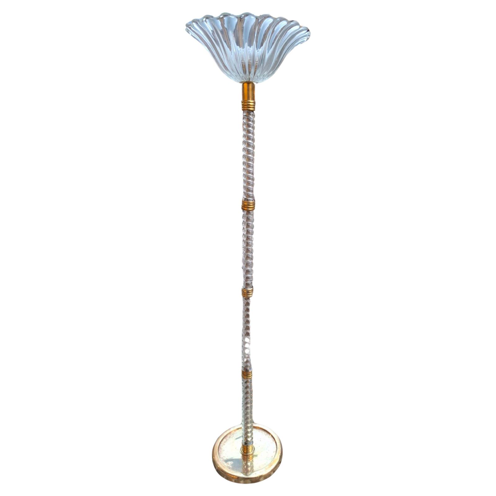 Seguso Lampada Da Terra Vetro Di Murano Ottone 1950 Italy