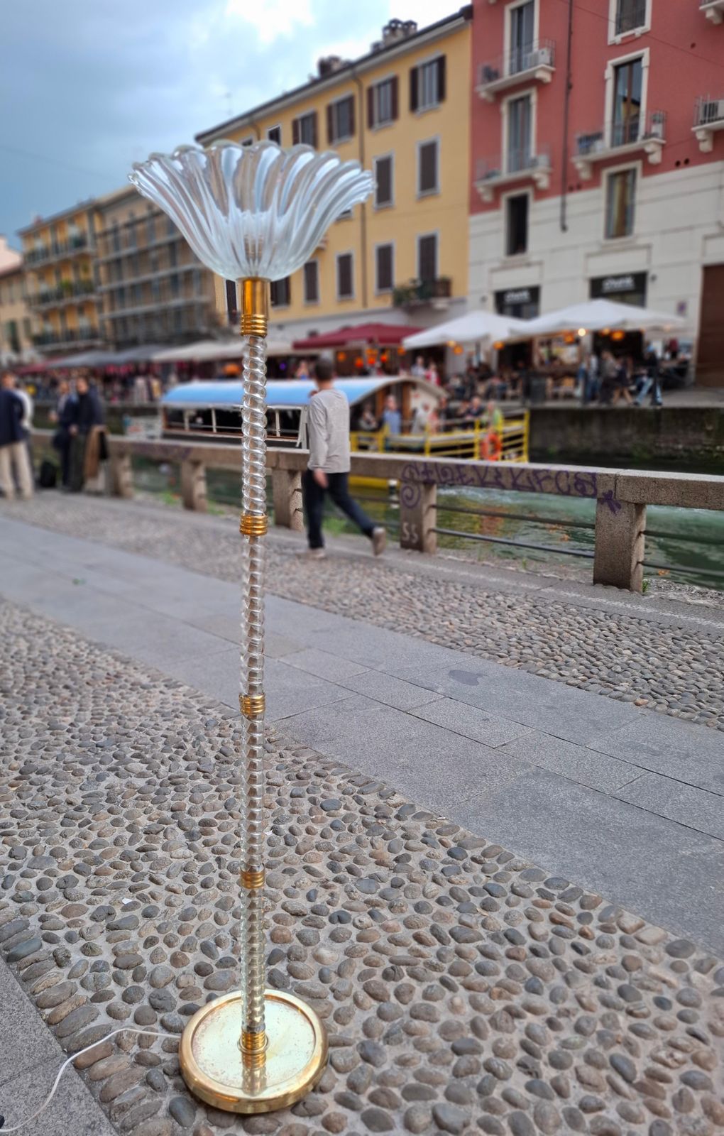 Seguso Lampada Da Terra Vetro Di Murano Ottone 1950 Italy photo furniture