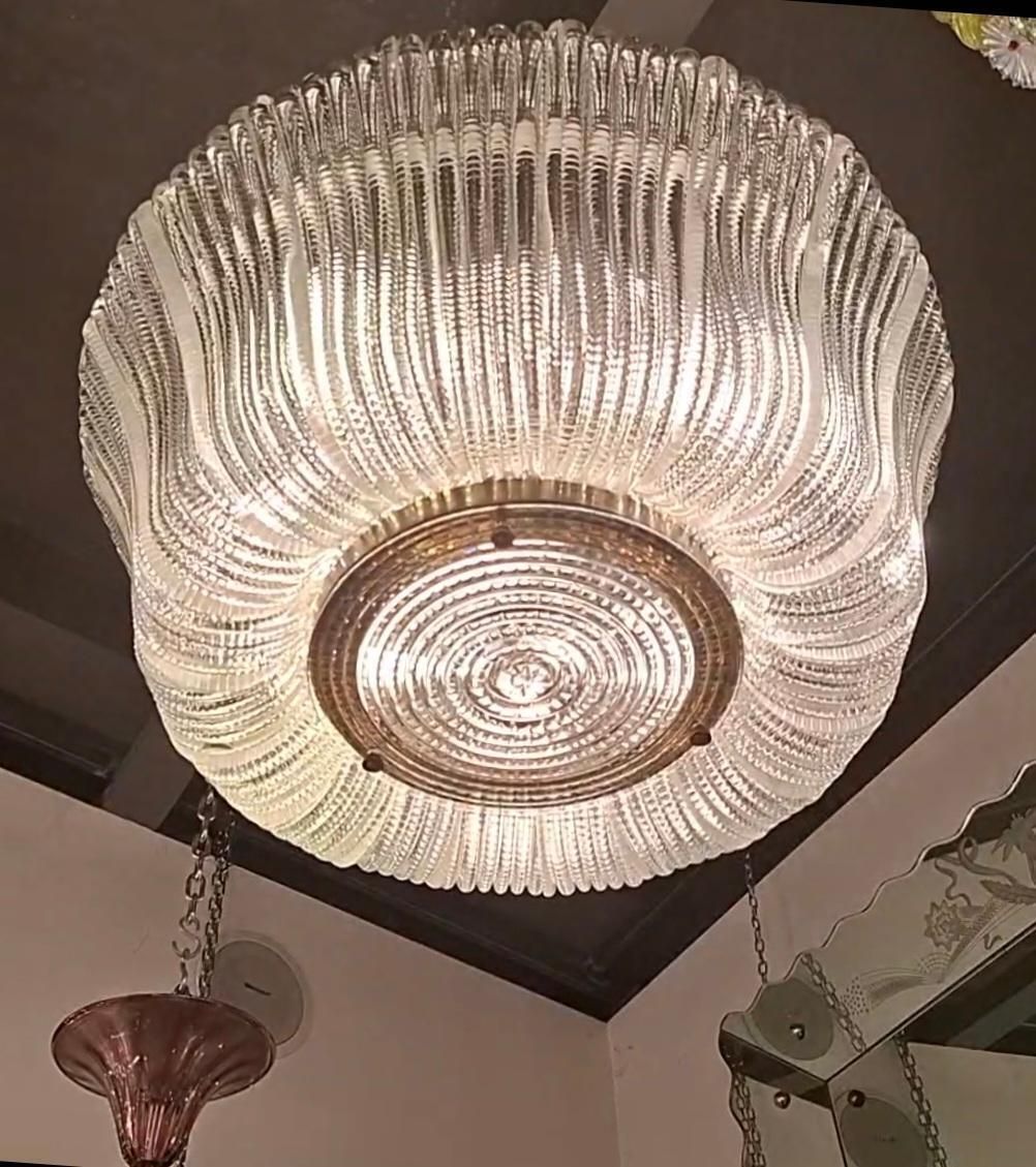 Venini Chandelier Murano Glass Brass Iron 1940 Italy photo furniture