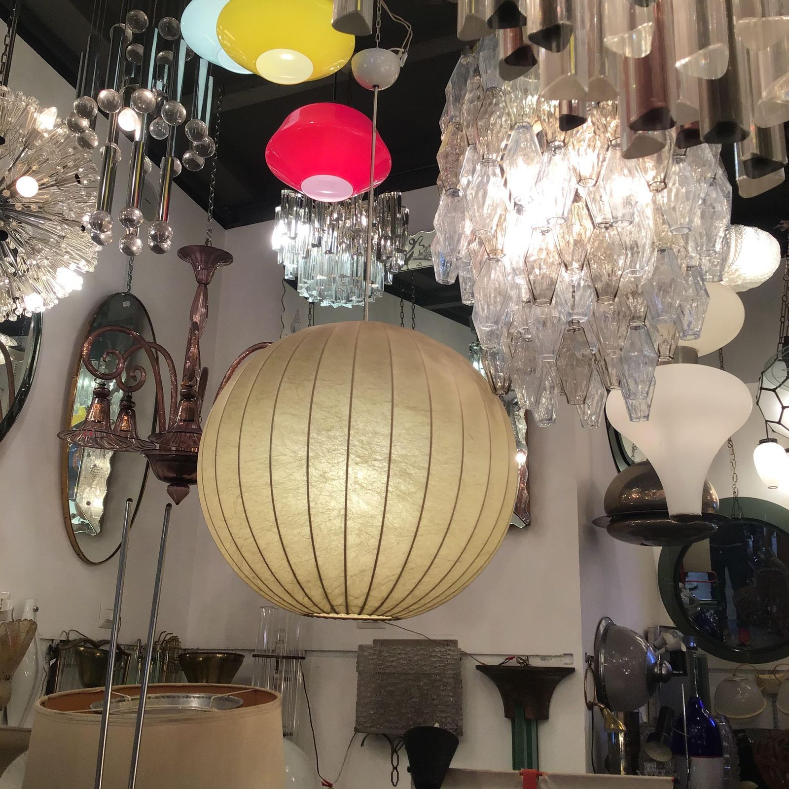 photo buy Flos Achille And Piergiacomo Castiglioni Chandelier Cocoon Metal 1960 Italy