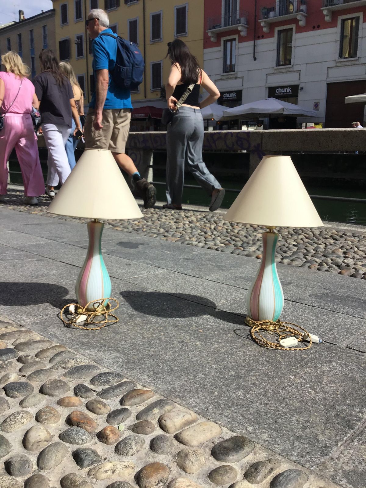Venini Pair Of Murano Glass Table Lamps Gold Brass Inclusions photo vinterior