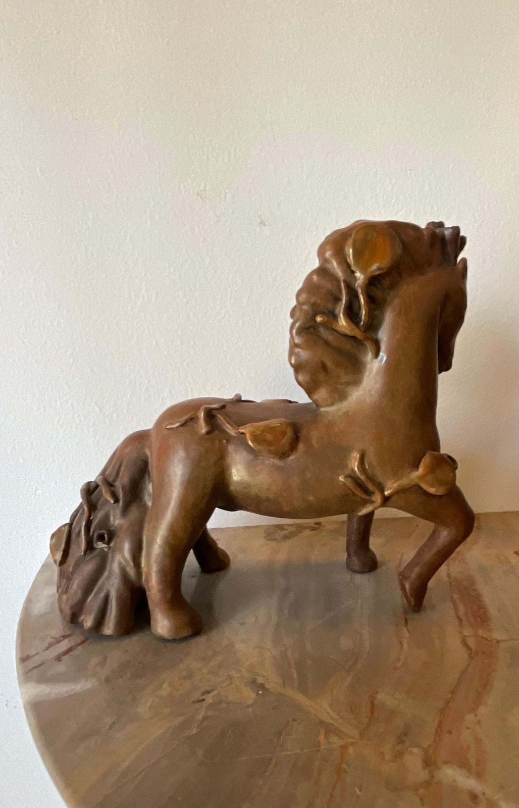 Pietro Melandri   Cavallino In Ceramica Foglie In Rilievo Smaltate   Italia 1960 photo Art