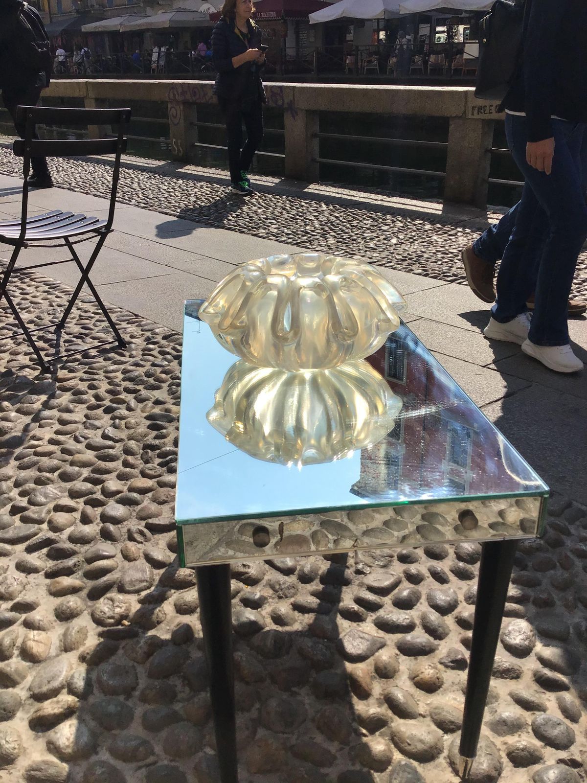 Luigi Brusotti Coffee Table Mirrored Glass Metal Crome Wood 1940 Italy photo vinterior