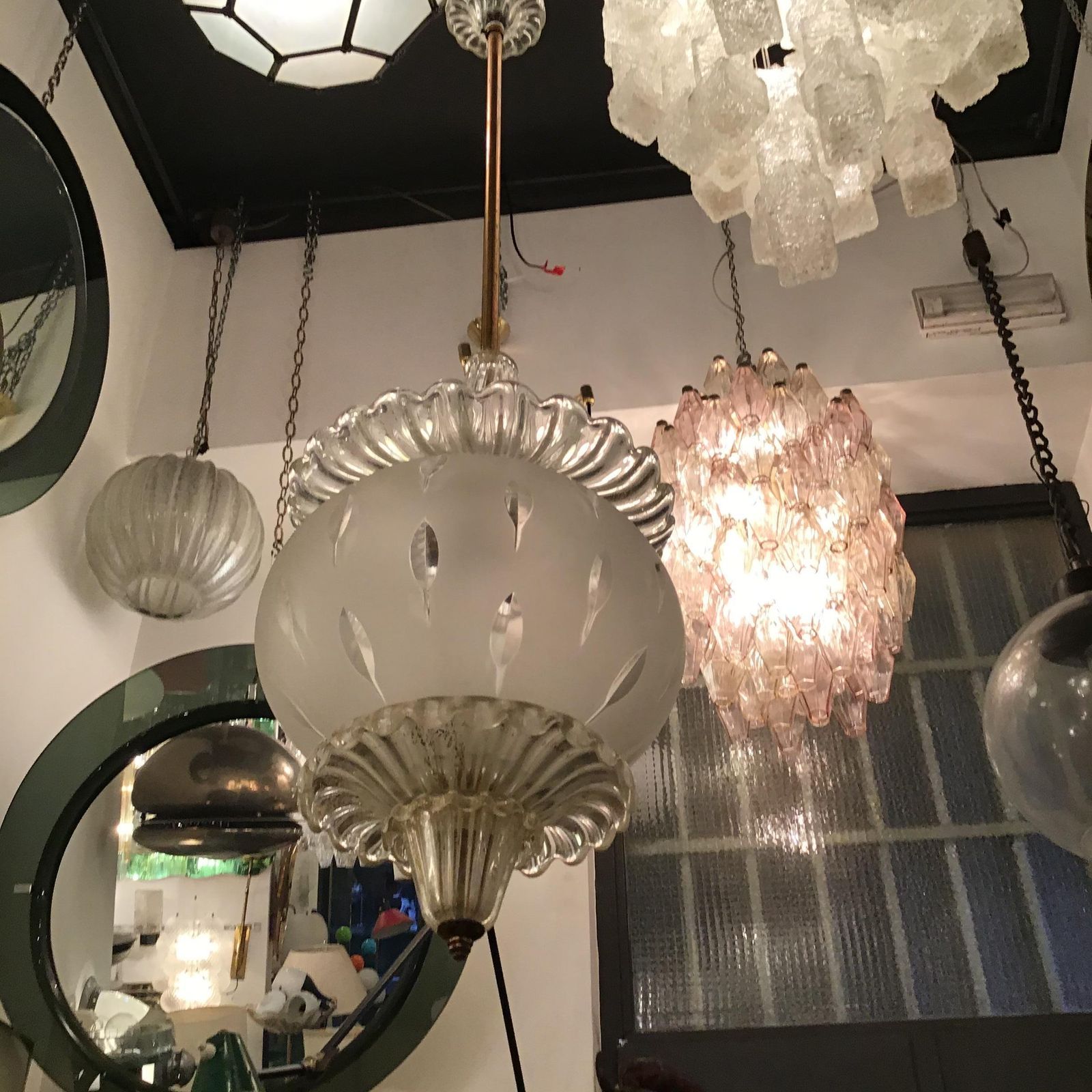 Seguso Chandelier Murano Glass Gold Brass 1940 Italy photo buy