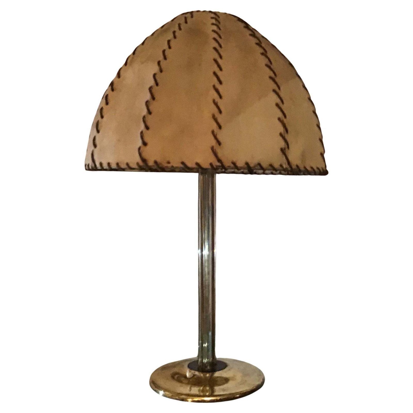 Fontana Arte Max Ingrand Table Lamp Brass Glass Wood Lampshade 1940 Italy