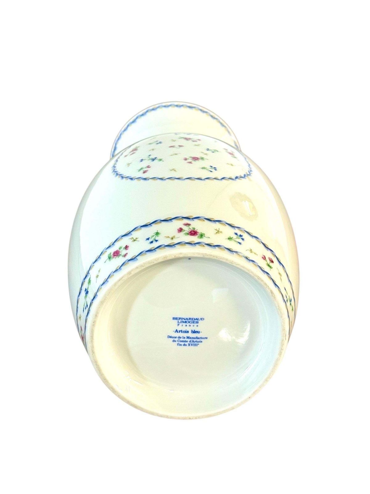 Limoges Porcelain Vase, Comte D'artois Bleu Pattern, 18th Century Design photo buy