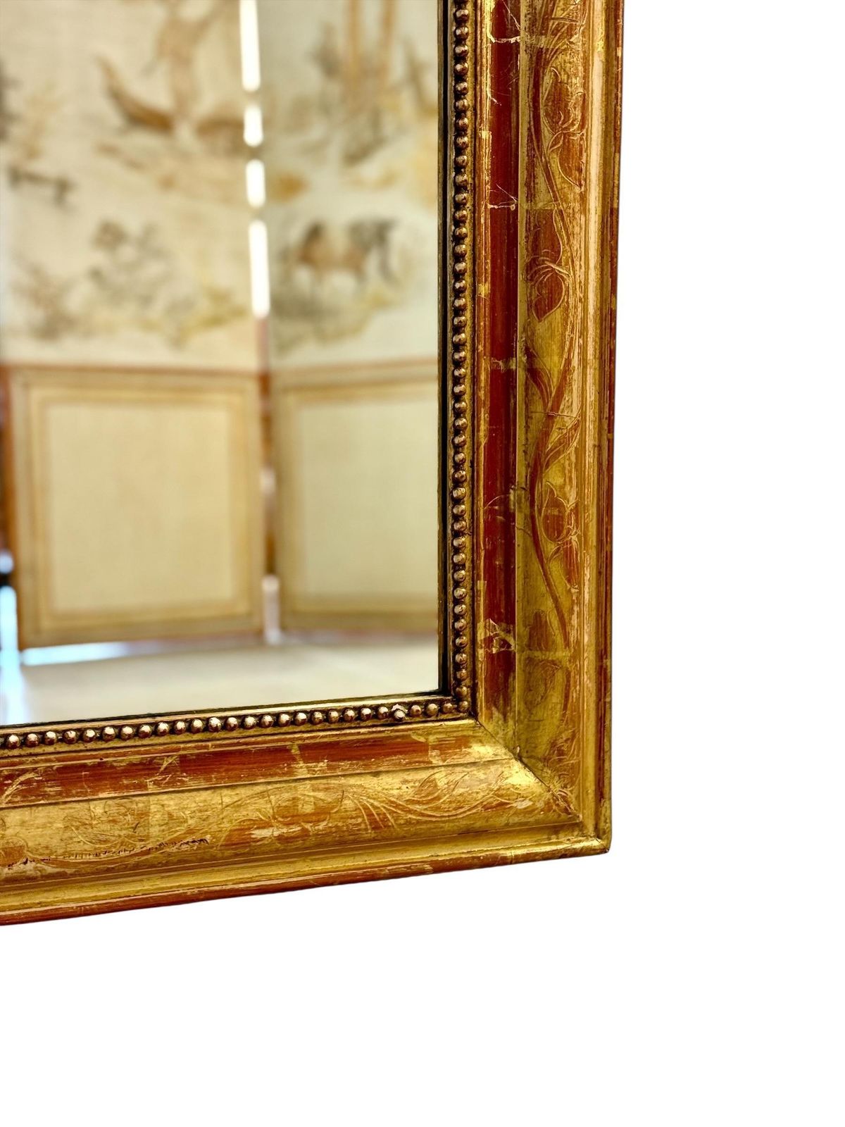 19th Century Louis Philippe Giltwood Mirror With Floral Details photo 2244.0