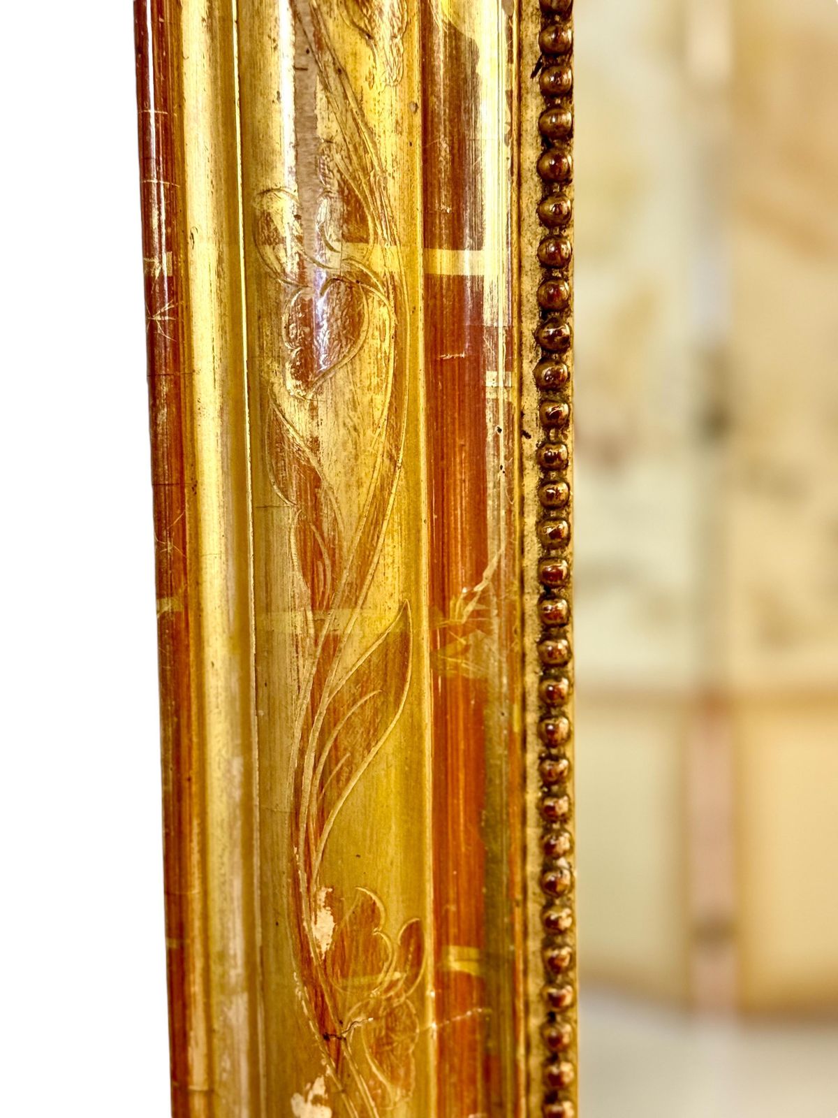 19th Century Louis Philippe Giltwood Mirror With Floral Details photo buy