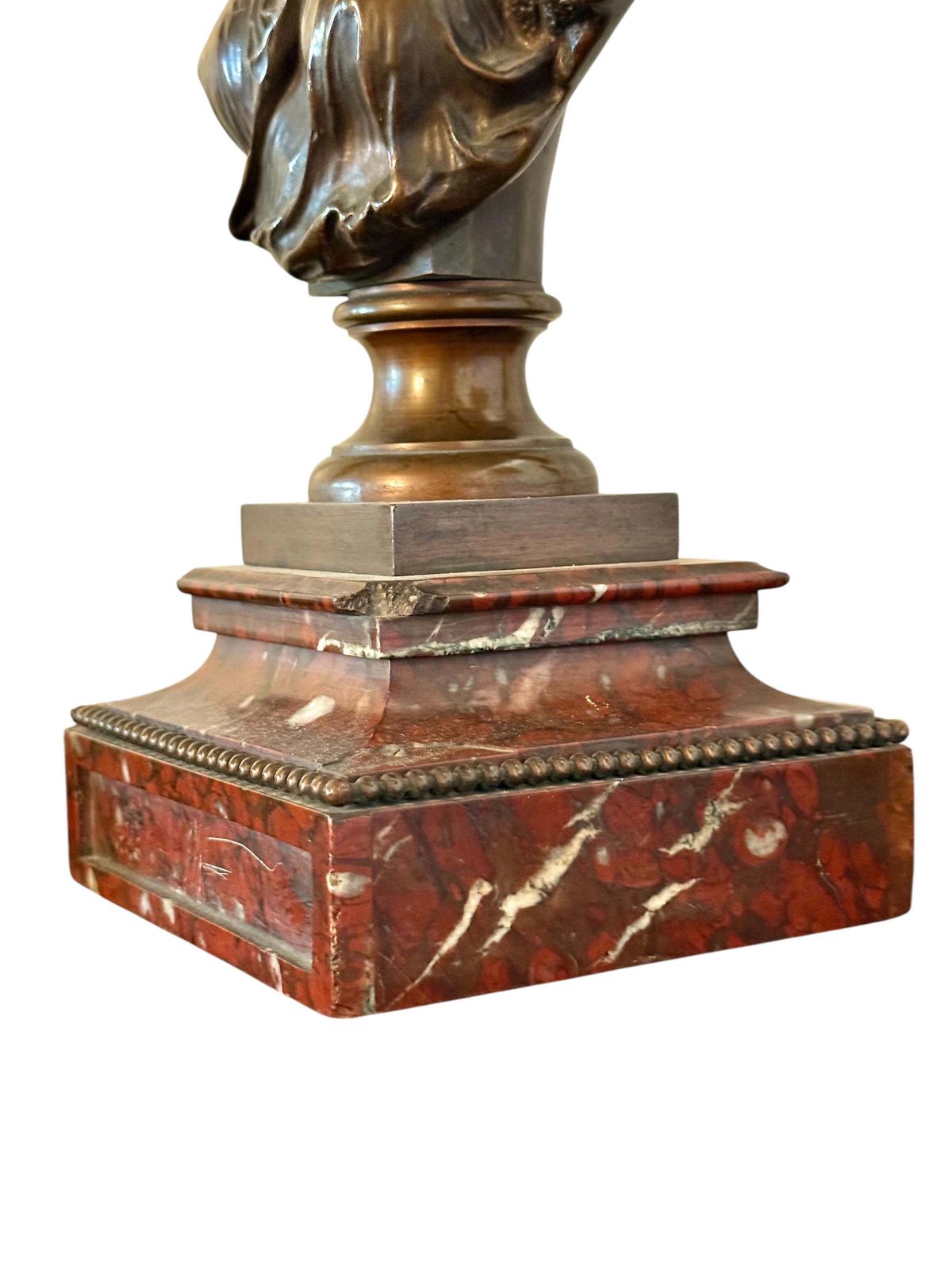 Art 19th Century Bronze Bust By Mathurin Moreau On Griotte Marble Base photo