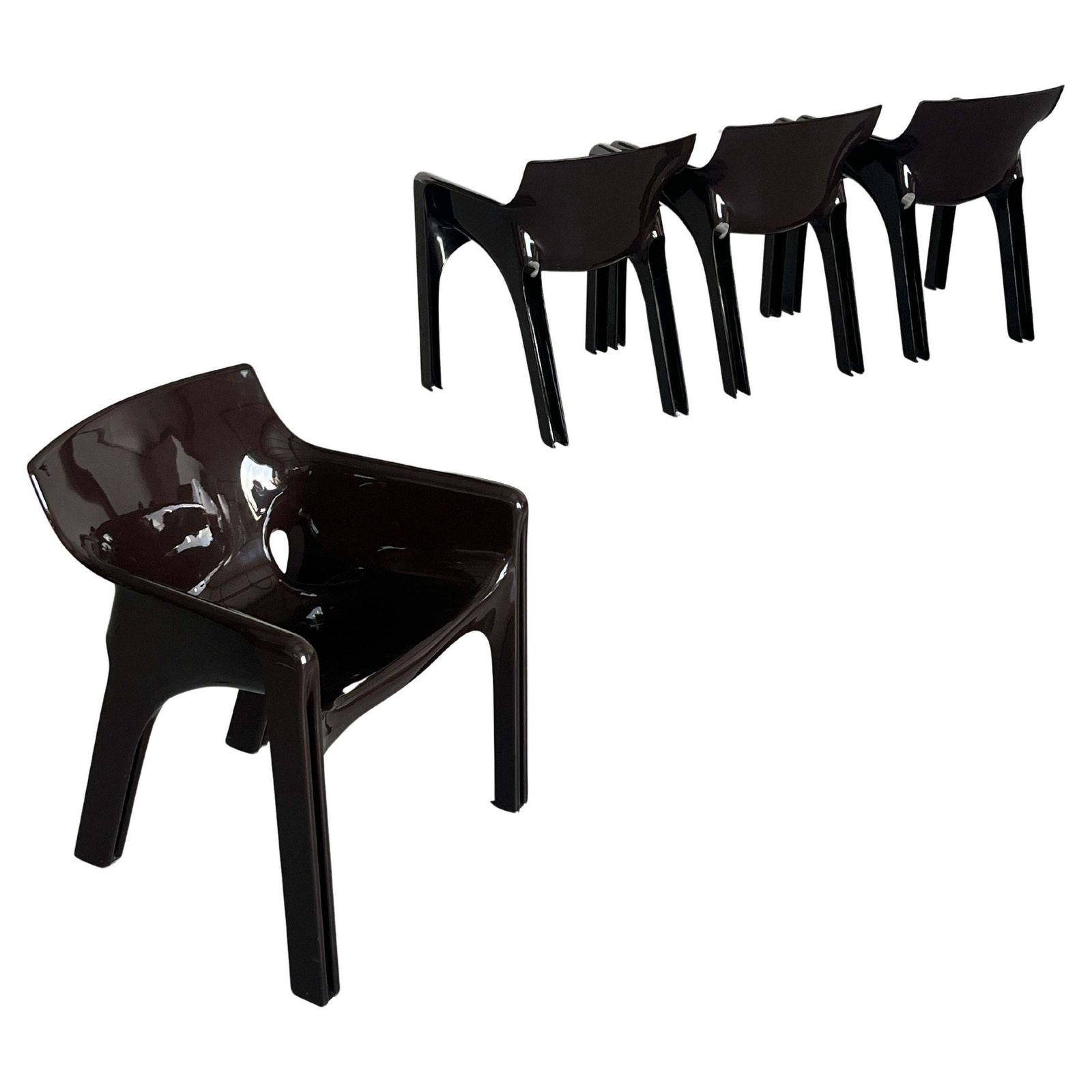 1 Of 4 Dark Brown 'Gaudi' Chairs, Vico Magistretti For Artemide, Early Model