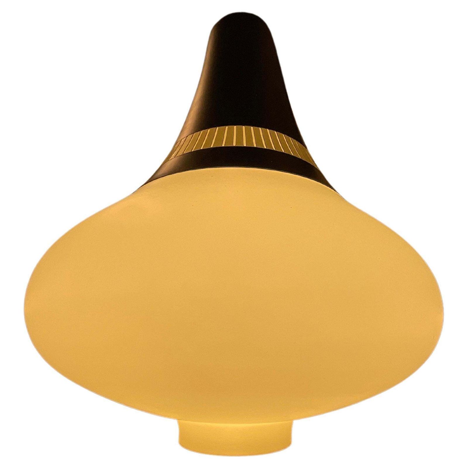 Stilnovo   60's Chandelier   3 Stratus Opaline Glass   Made In Itali