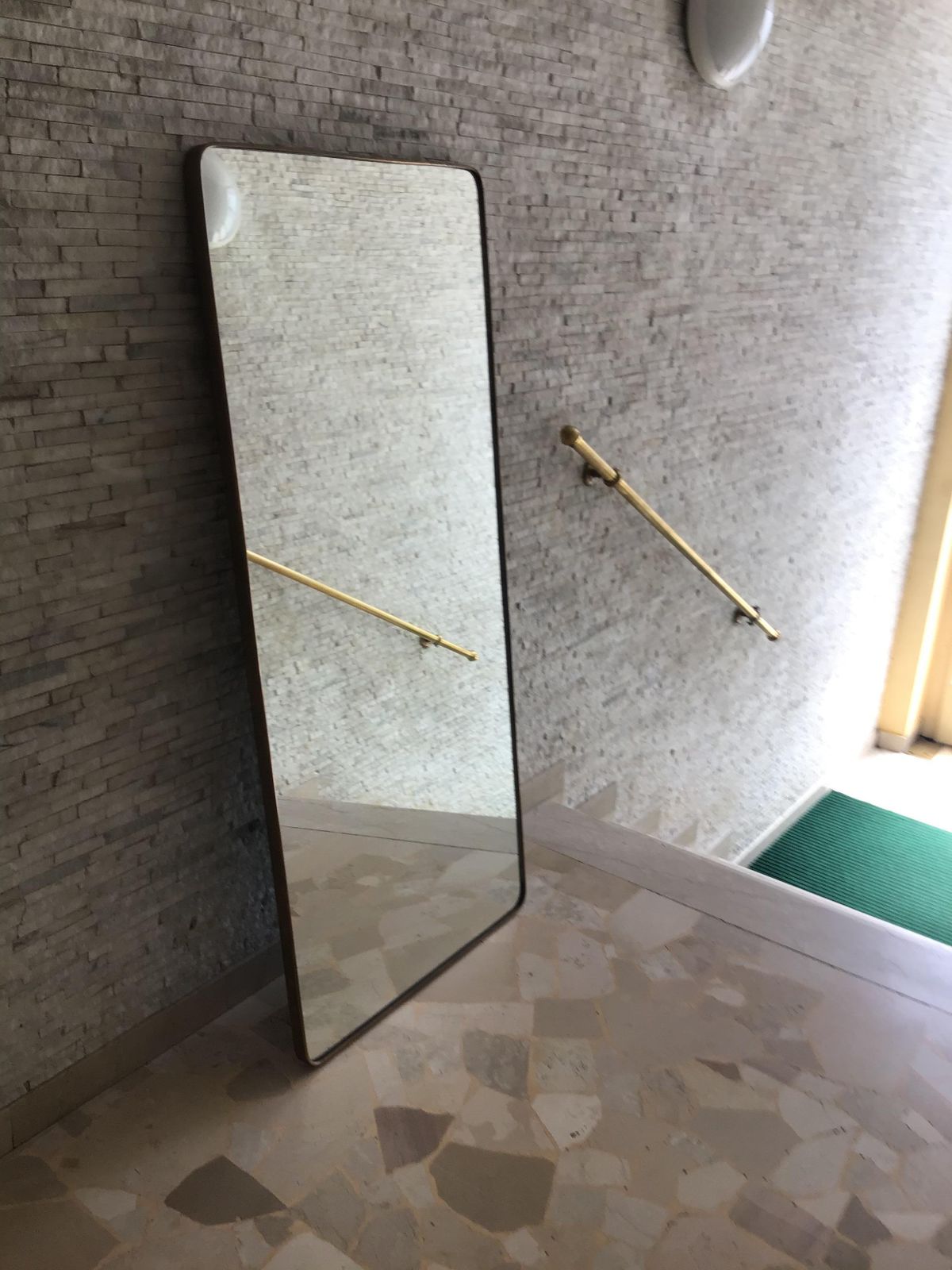 photo vintage Fontana Arte Mirror Brass Wood Glass 1940 Italy