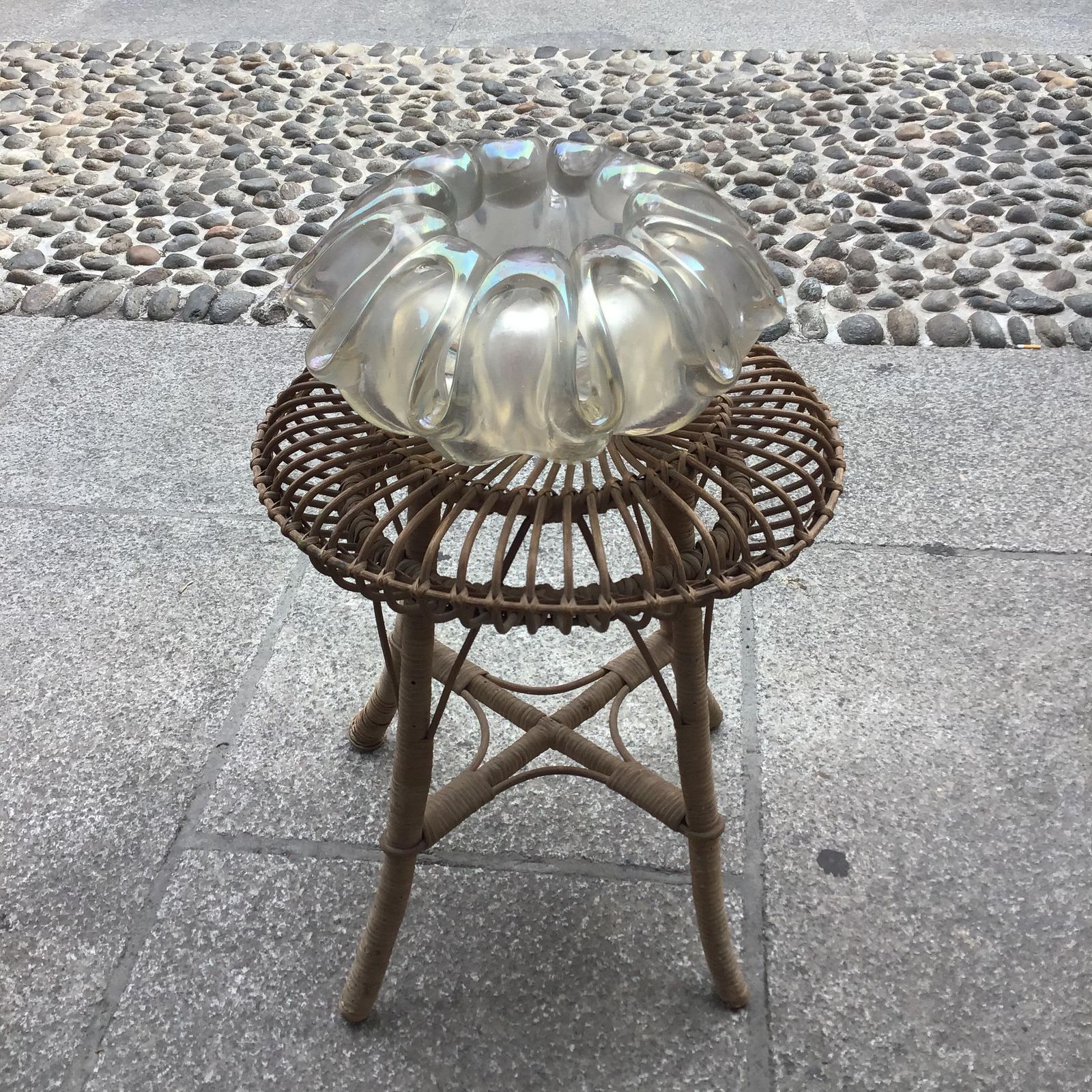 photo vintage Barovier And Toso Vase Centerpiece Iridescent Glass 1940 Italy