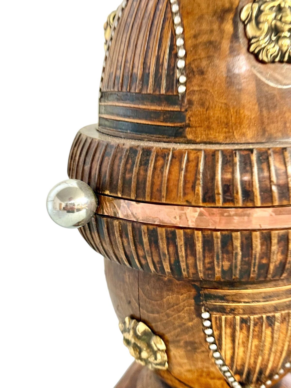 photo for sale Pair Of 19th Century French Folk Art Torchères With Gilt Brass Lion Heads