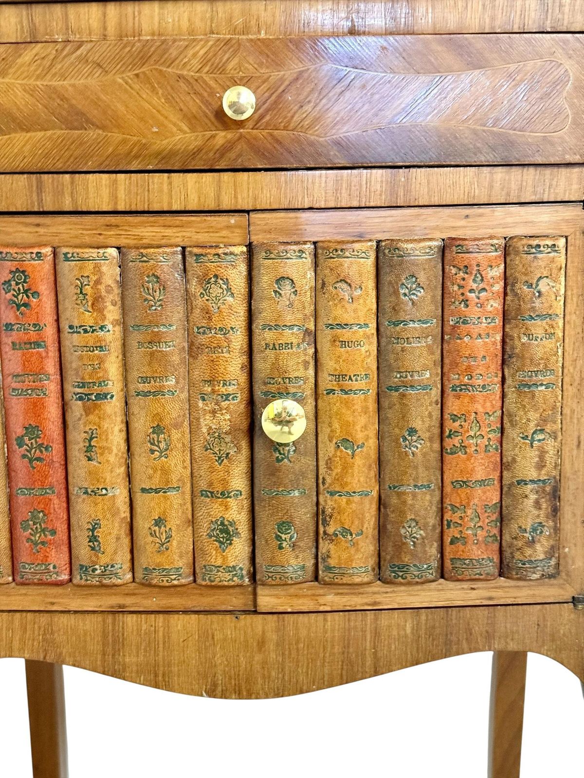 photo for sale Pair Of Louis XV Style Nightstands With Faux Book Front, 19th Century