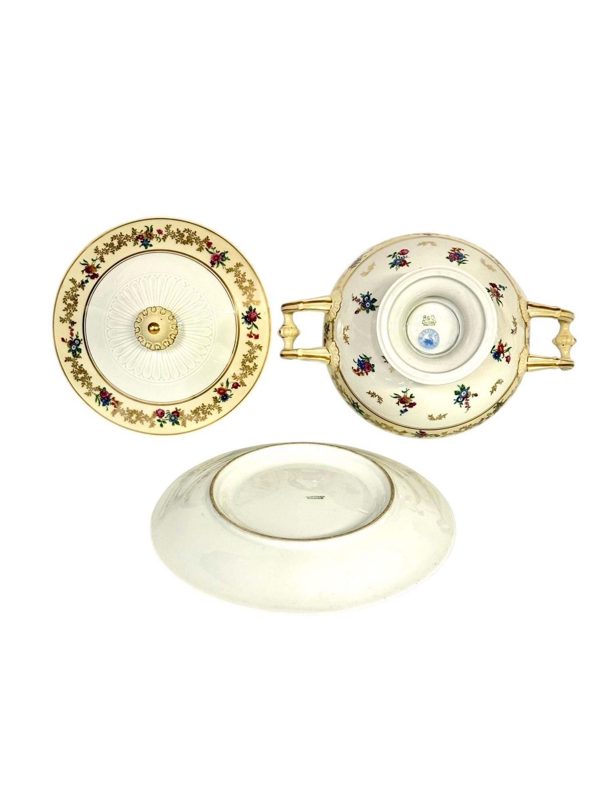 Antique French Limoges Bouillon Bowl By Raynaud & Cie, Swan Mark, C. 1895 photo vinterior