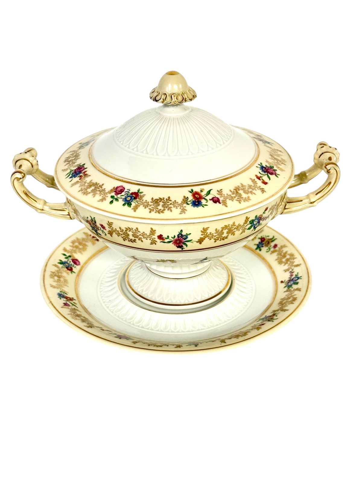 1199.0 Antique French Limoges Bouillon Bowl By Raynaud & Cie, Swan Mark, C. 1895 photo