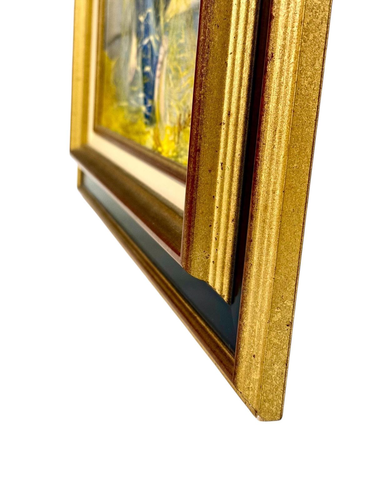 photo vinterior Oil On Canvas In A Giltwood Frame "Fisherman With Nets" By Juliette Daziano