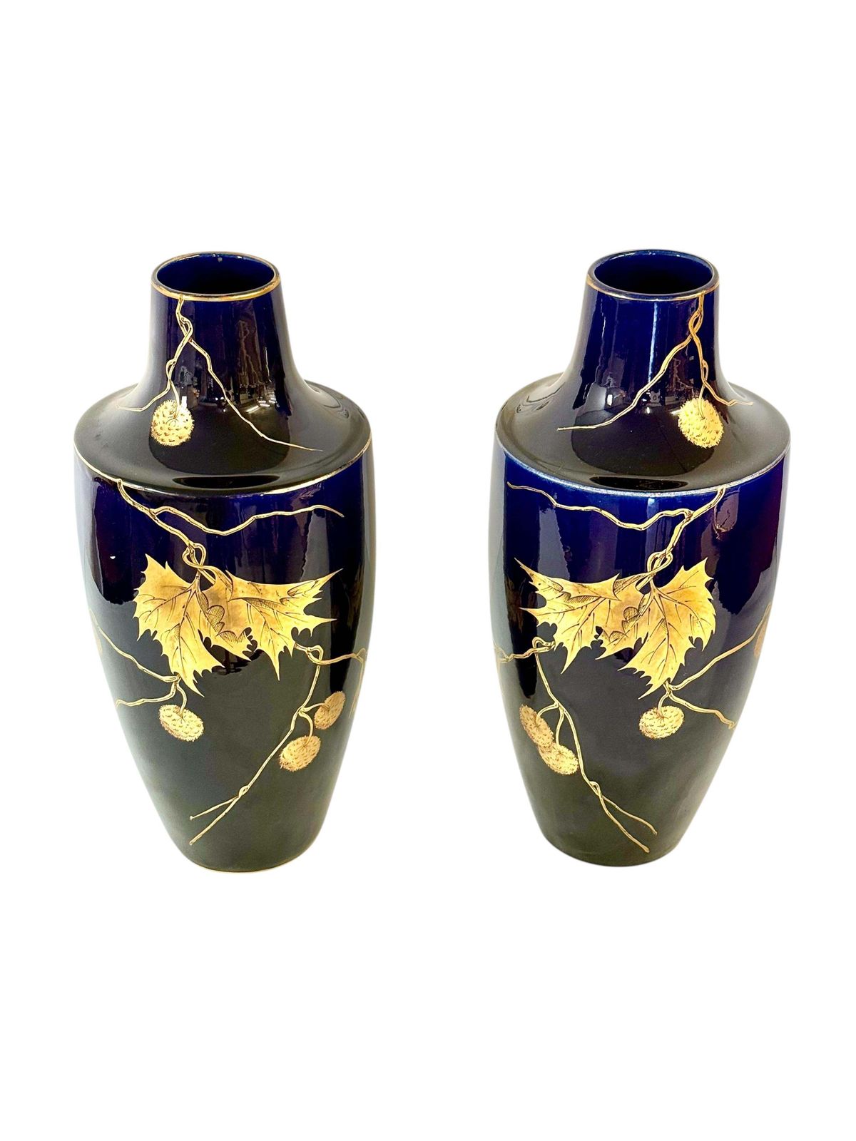 Large French Art Deco Faience Vases By Gustave Asch, Circa 1920 photo for sale