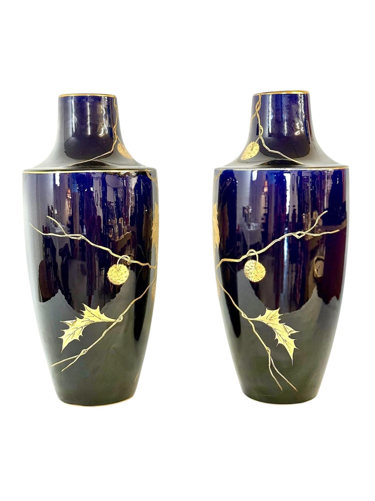 Large French Art Deco Faience Vases By Gustave Asch, Circa 1920 photo buy
