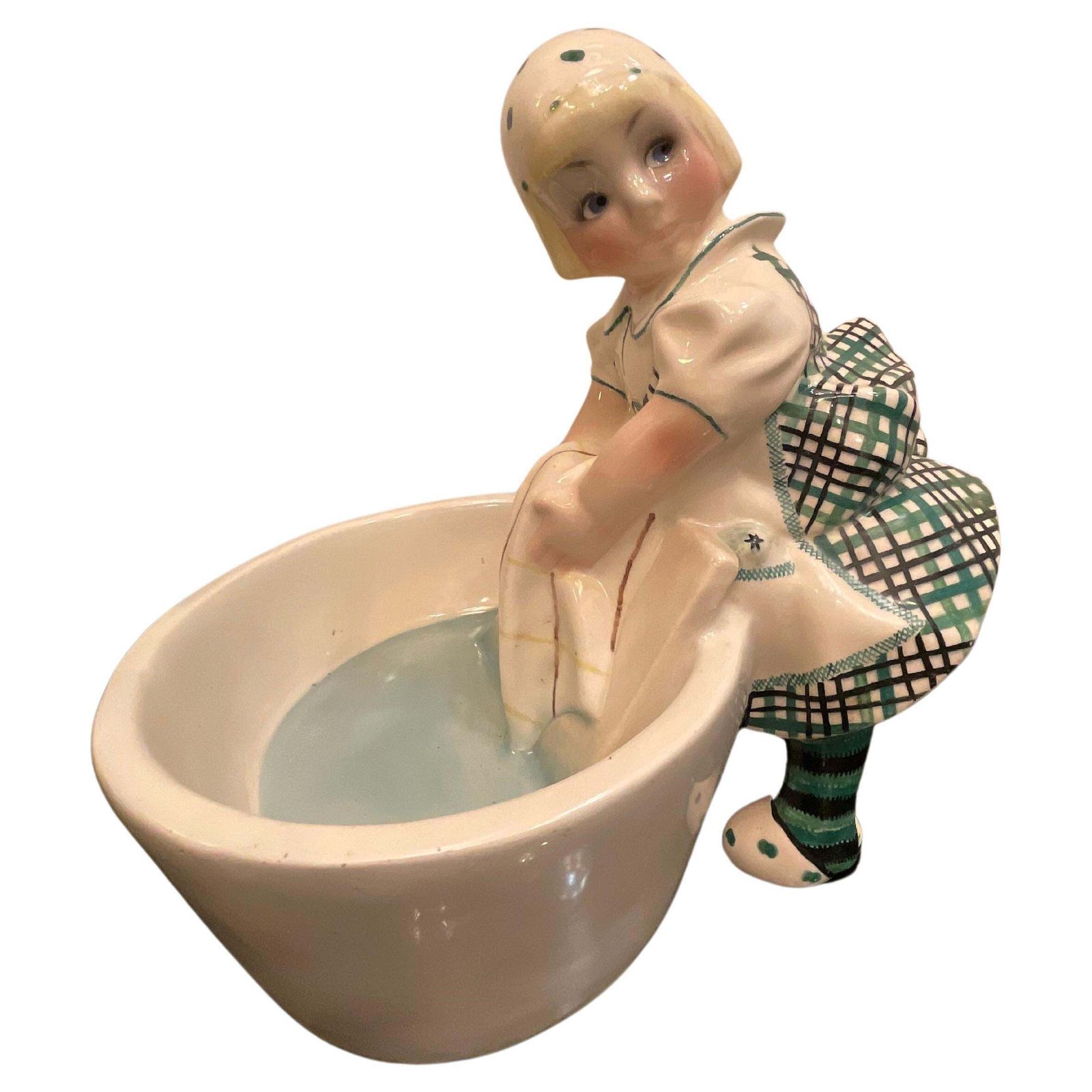 Essevi    Ceramica Raffigurante Lavandaia   Datata 1937   Italy