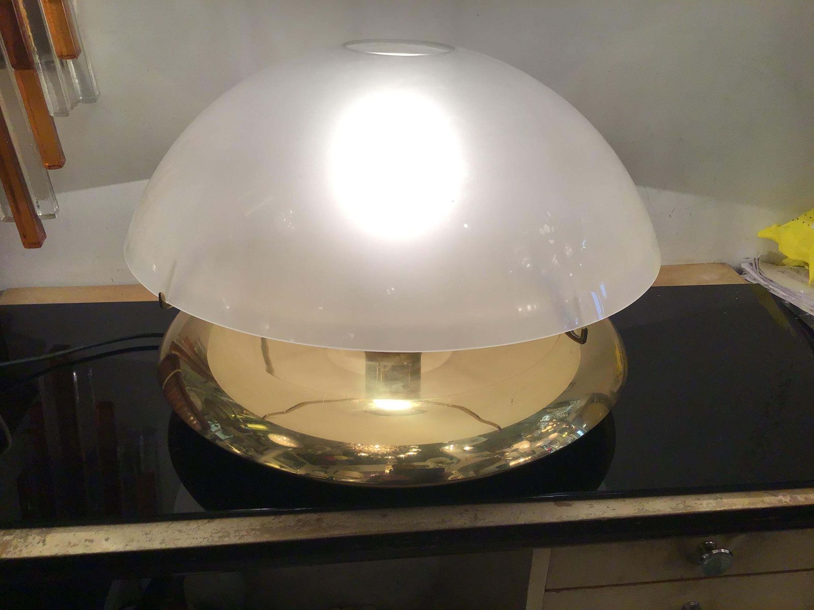 photo vinterior Ludovico Diaz De Santilana “ Medusa” Table Lamp Brass Glass 1960 Italy