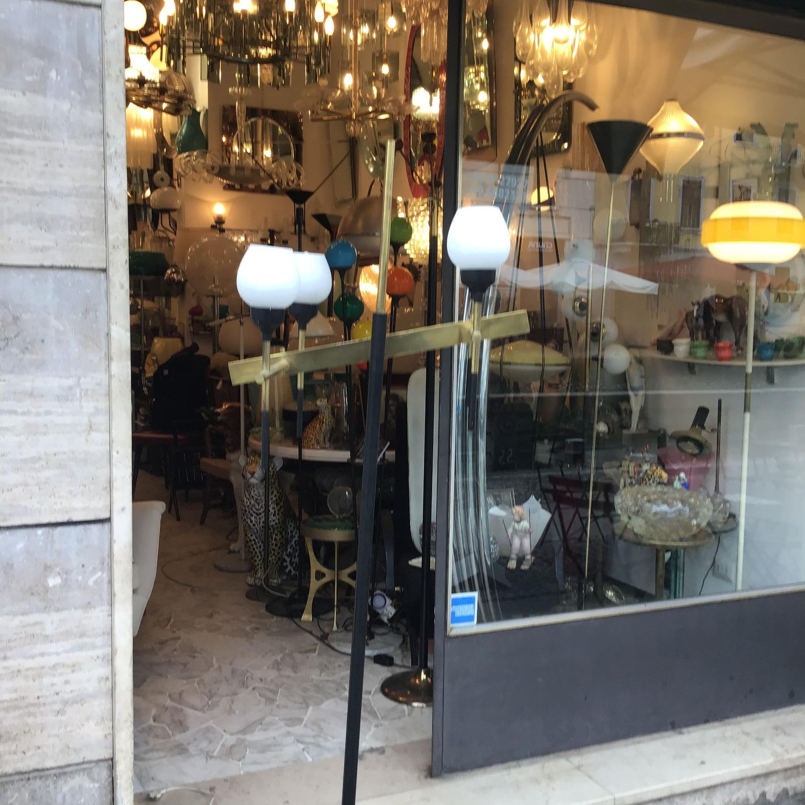 Stilnovo Floor Lamp Four Light Marble Iron Glass Brass, Italy photo vinterior