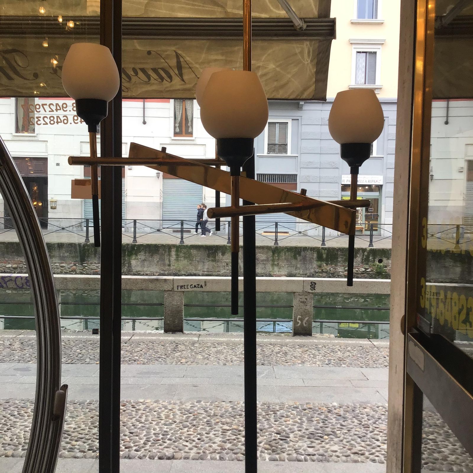 Stilnovo Floor Lamp Four Light Marble Iron Glass Brass, Italy photo buy